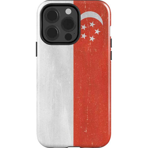 Singapore Flag Distressed iPhone 15 Pro Impact Case